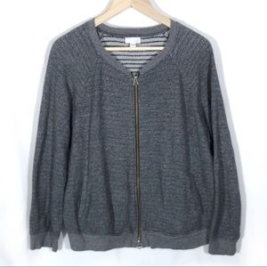 Med J. Jill Heathered Gray Zip Up Sweater/ Jacket